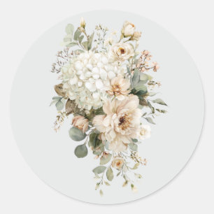 Redondo Arranjos de Flores de Marfim Adesivo – Floral Eleg