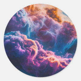 Redondo Arte de Nebulosa Espacial Abstrata - Adesivo Color