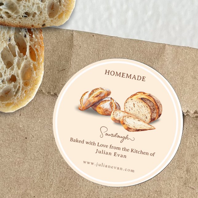 Redondo Assado com Amor Adesivo de Massa Fermentada Caseir (Baked with Love Homemade Sourdough Sticker)