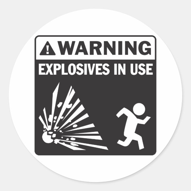 Redondo Aviso! Explosivos com adesivo em uso (Frente)