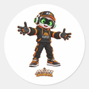 Redondo Axel Personagem de Robot Futurista com IA Adesivo