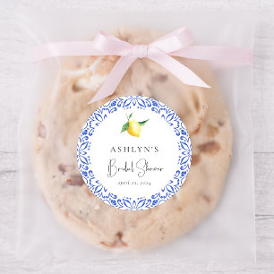 Redondo Azulejos Mediterrâneos Adesivo Chá de Noiva Limão