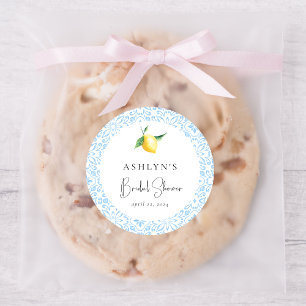 Redondo Azulejos Mediterrâneos Adesivo Chá de Noiva Limão