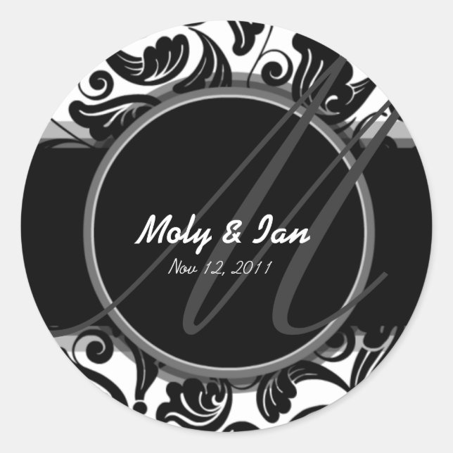 Redondo B&W Clássico Guardar o adesivo de data para o casa (Frente)