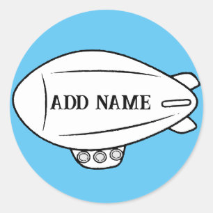 Redondo Balão Blimp Branco No Adesivo Personalizado Do Céu