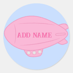 Redondo Balão Blimp Rosa No Adesivo Personalizado Do Céu A