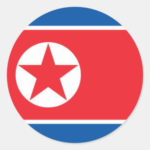 Redondo Bandeira do adesivo da Coreia do Norte