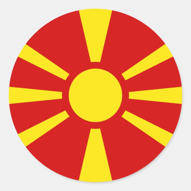 Redondo Bandeira do adesivo da Macedônia (Frente)