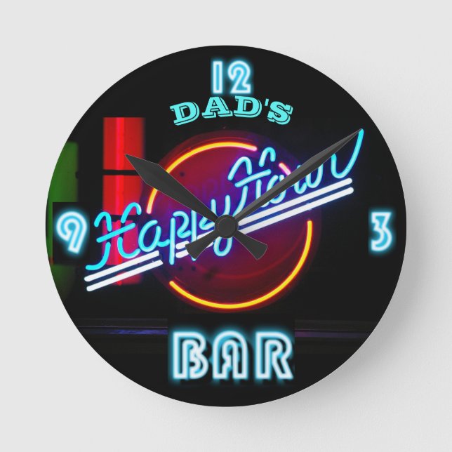 Redondo BAR pai, MANCAVE, DEN - Relógio Neon Personalizáve (Frente)