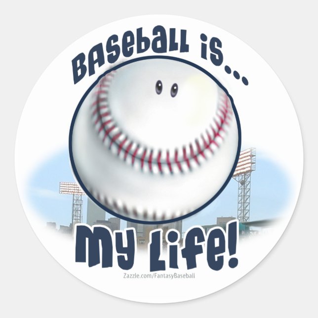 Redondo Basebol é…Minha Vida. Adesivo (Frente)