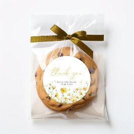 Redondo Bebê Amarelo No Bloom Floral Chá Favor Do Adesivo