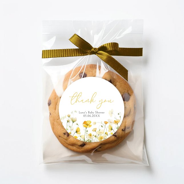 Redondo Bebê Amarelo No Bloom Floral Chá Favor Do Adesivo (Criador carregado)