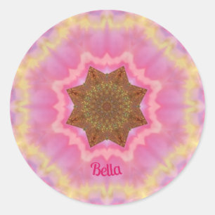 Redondo BELLA ~ Bonito no adesivo rosa personalizado