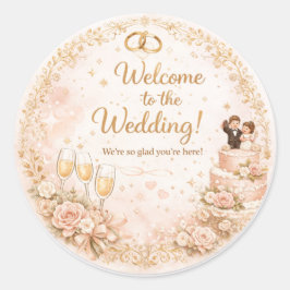Redondo Bem-vindo ao Casamento – Adesivo Floral Elegante