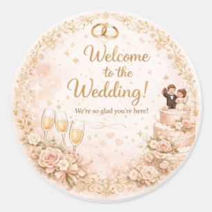 Redondo Bem-vindo ao Casamento – Adesivo Floral Elegante