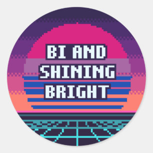 Redondo Bi E Brilhante Orgulho Pixel Adesivo