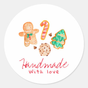 Redondo Biscoito de Natal feito à mão com adesivo de amo