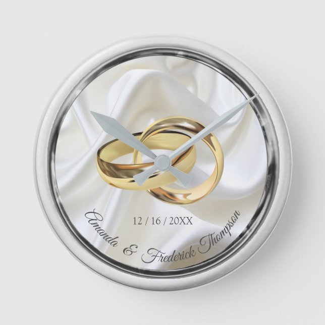 Redondo Black & Silver no Relógio de Presente de Casamento (Frente)