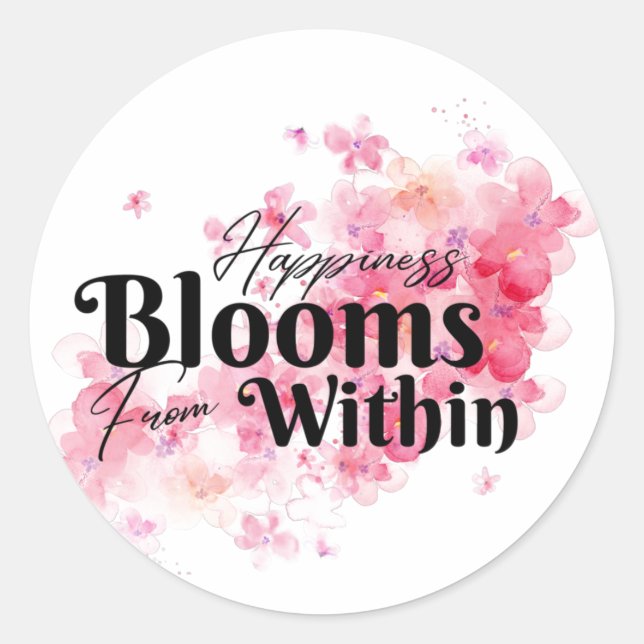 Redondo Blooms de felicidade de dentro do adesivo (Frente)