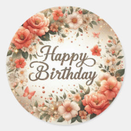 Redondo Blossom Birthday Deseja adesivo