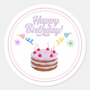 Redondo Bolo de Aniversário Adesivo 