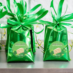 Redondo Bolo Pixelado Agradeço-Lhe O Adesivo De Círculo