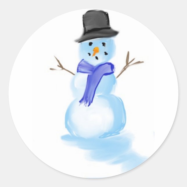 Redondo boneco de neve desenhando adesivo (Frente)