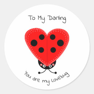Redondo Bonito Ilustrado Você é meu adesivo Lovebug