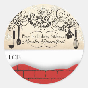 Redondo Brick Snow Christmas da cozinha do adesivo