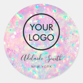 Redondo brilhante adesivo púrpura rosa opal