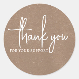 Redondo Brown Vintage Obrigado pelo seu adesivo de apoio