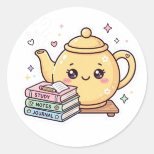 Redondo Bule de Chá Kawaii Fofo Caderno de Notas Adesivo