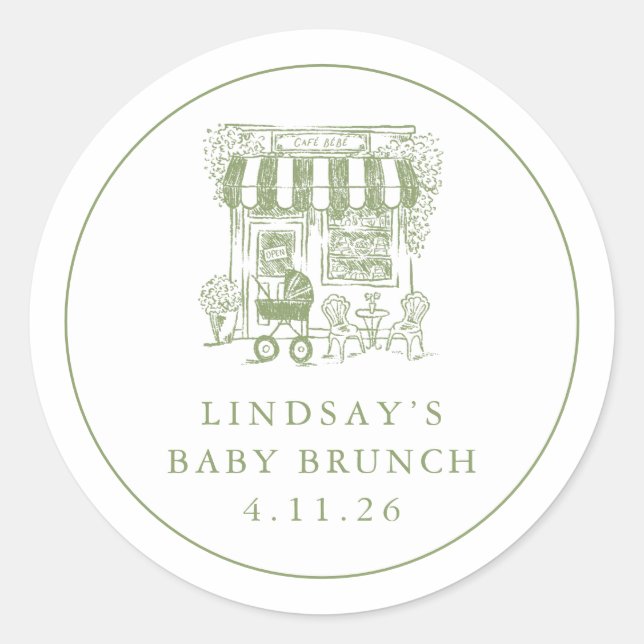 Redondo Cafe Bebe Baby Brunch Adesivo (Frente)