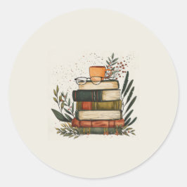 Redondo Café Livro Pilha Adesivo