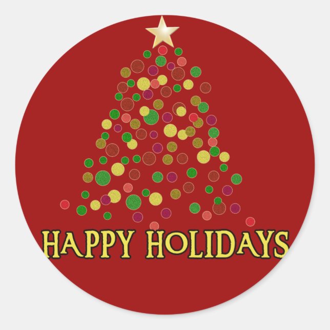 Redondo Cartão ou adesivo da árvore de Natal bonito (Frente)