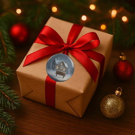 Redondo Casa de inverno personalizada com adesivo de nome 