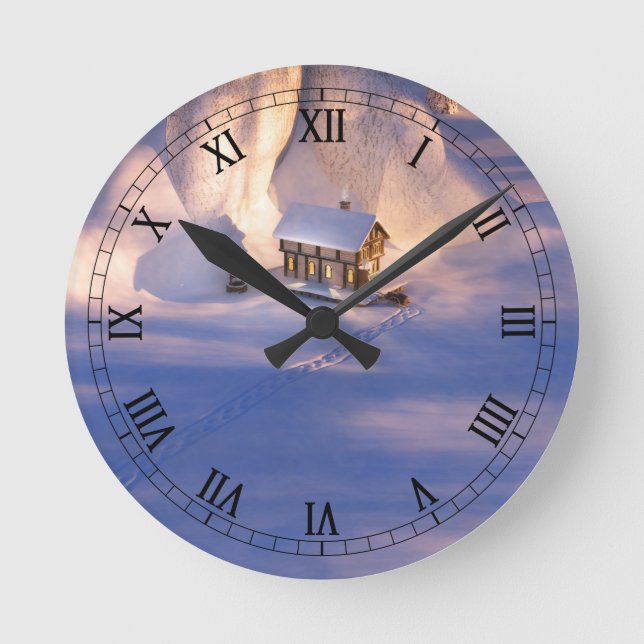 Redondo Casa pequena no Relógio de Neve (Frente)