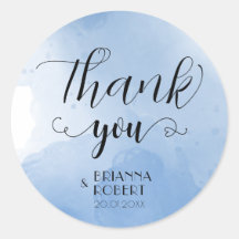 Casamento Azul Wtercolor - Obrigado, Adesivo Redon