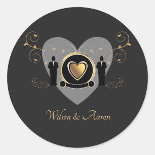 Redondo Casamento Dourado com homens Adesivo
