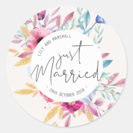 Redondo Casamento Elegante Recém-Casados | Selo Adesivo