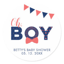 Chá de Bebê Oh Boy | Adesivo Agradecimento Favor d