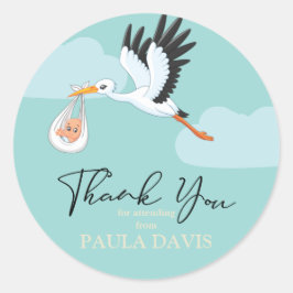 Redondo Chá de fraldas obrigado seu adesivo