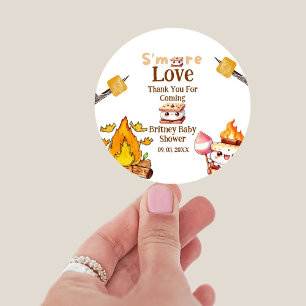 Redondo Chá de fraldas Smores Obrigado Favorecer o adesivo