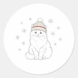 Redondo Chapéu de Inverno Aconchegante Adesivo de Gato de