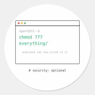 Redondo chmod 777 Tudo - Presente Adesivo Dev