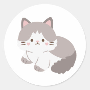 Redondo Cinza branca e adesivo branco de gato