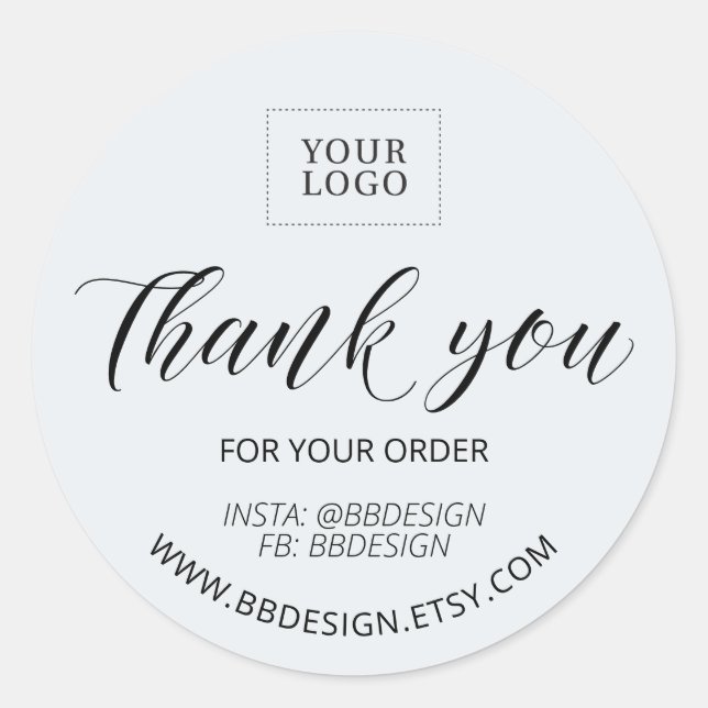 Redondo Cinza Na moda Pequena empresa Obrigado adesivo (Frente)