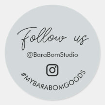 Cinza Siga-nos no Instagram Adesivo de embalagem