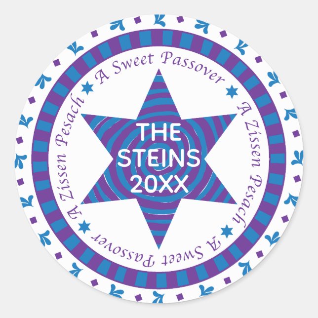 Redondo Círculo do adesivo "Blue/Purple Star" (Frente)