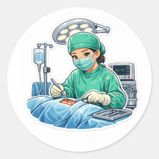 Redondo Cirurgião fofo adesivo chibi kawaii médico